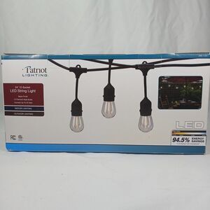 Patriot Lighting 24 Foot 12-Socket LED String Lights Patio / Deck Black Finish
